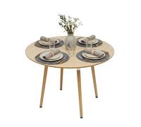 Relaxdays Tavolo da Pranzo Rotondo, Altezza x profondità: 75 x 90 cm, MDF e bambù, per 4 Persone, 100 kg, Tavolo da Pranzo scandinavo, Colore Naturale