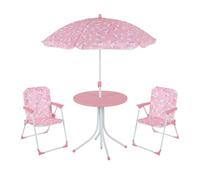 Relaxdays Tavolo e Sedie Bambini con Ombrellone Set da Campeggio e Giardino, 126x100x100 cm, Vari Colori