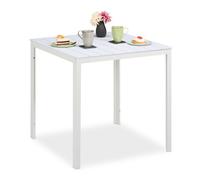 Relaxdays Tavolo effetto legno bianco da giardino