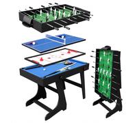 Relaxdays Tavolo gioco 4 in 1, calcio balilla, biliardo, air hockey, nero