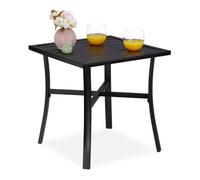 Relaxdays Tavolino da Giardino Quadrato, per Giardino e Balcone, Arredamento da Esterno, Acciaio, LxP: 46x46 cm, Nero