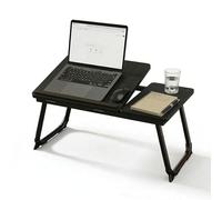 Relaxdays Tavolo per laptop per letto e divano, pieghevole, effetto legno, altezza regolabile, metallo, nero