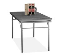 Relaxdays Tavolo Pieghevole da Giardino, Tavolino Allungabile, Plastica e Acciaio, Esterni 166-215 cm, 8 Persone, Grigio