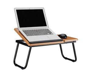 Relaxdays Tavolo porta pc inclinabile supporto notebook in legno MDF vassoio da letto HxLxP: 23,5 x 56,3 x 31,6 cm beige