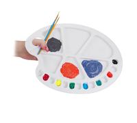 Relaxdays, Bianca Tavolozza dei Colori, con Foro per Il Pollice, per Studenti e Pittori, con 20 Vaschette, in Plastica, 1.5 x 34 x 25 cm