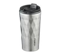 Relaxdays Tazza Termica da caffè, 350 ml, Mug Bevande Calde e Fredde, Borraccia da Viaggio, Acciaio Inox, Argentato Nero, 17 x 8,5 cm