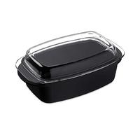 Rostiera Tegame antiaderente Casseruola con coperchio Pirofila in vetro 39 cm