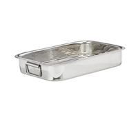 Relaxdays Teglia da Forno con Griglia, XL, Pirofila in Acciaio Inox, Rostiera, Casseruola, Lavabile in Lavastoviglie, Color Argento