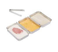 Relaxdays Teglie da Impanatura Acciaio Inox, Set da 3 Tegami per Cotolette, Impilabili, da Lavastoviglie, Argento