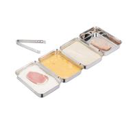 Relaxdays Teglie da Impanatura Acciaio Inox, Set da 4 Tegami per Cotolette, Impilabili, da Lavastoviglie, Argento