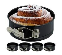 Relaxdays Teglie per Dolci Piccole, Set da 5 Stampi a Cerniere Apribili, Rotonde con Ø 12 cm, Forme Antiaderenti, Nero