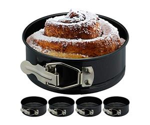 Relaxdays Teglie per Dolci Piccole, Set da 5 Stampi a Cerniere Apribili, Rotonde con Ø 12 cm, Forme Antiaderenti, Nero