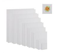 Relaxdays Tela Quadrata per Pittura Acrilica, Set 16 Canvas da Dipingere, 8 Misure, Acquerelli, Tempere a Olio, Bianco, Cotone