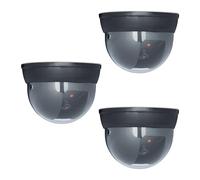 Relaxdays Telecamera Finta di Sorveglianza, Set 3 Dummy Camera, LED Lampeggiante, Interni e Esterni, Deterrente, Nero, Gomma, H x D: 7,5 x 11,5 cm