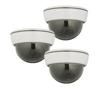Relaxdays Telecamera Finta di Sorveglianza, Set 3 Dummy Camera, LED Lampeggiante, Interni e Esterni, Deterrente, Bianco