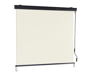 Relaxdays Tenda a Rullo per Esterni, 250x160 cm, Ombreggiante, per Balcone e Terrazza, Avvolgibile con Manovella, Beige
