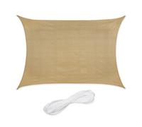 Relaxdays Tenda a Vela Parasole, in Tessuto HDPE Anti-UV, Corde di Supporto, Ombra Balcone e Giardino, 2x4 m, Beige