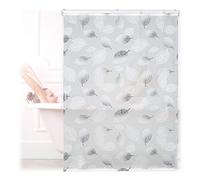 Relaxdays Tenda da Doccia, 120x240, Design a Foglie, Rullo Flessibile, Vasca da Bagno, Soffitto & Finestra, Nero-Bianco