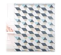 Relaxdays Tenda da Doccia, 140x240, Design Triangoli Moderno, Rullo Flessibile, Vasca da Bagno & Finestra, Multicolore