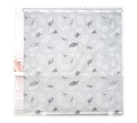 Relaxdays Tenda da Doccia, 160x240, Design a Foglie, Rullo Flessibile, Vasca da Bagno, Soffitto & Finestra, Nero-Bianco