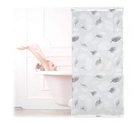 Relaxdays Tenda da Doccia, 80x240, Design a Foglie, Rullo Flessibile, Vasca da Bagno, Soffitto & Finestra, Nero-Bianco