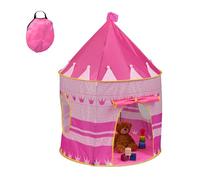 Relaxdays Tenda da Gioco a Forma di Castello da Principessa, da Interno, Giocattolo Camera Bambini, HxD: 135x100cm, Rosa, Acciaio