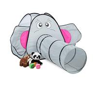 Relaxdays Tenda da Gioco, Forma di Elefante, Interni e Esterni, Giocattolo Bambine, HLP: 92x155x200 cm, Grigio, Acciaio
