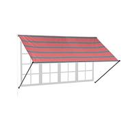 Relaxdays Tenda da Sole Bracci Estensibili, HxL: 120x300 cm, Parasole a Caduta, Avvolgibile, Protezione UV, Grigio Rosso, Alluminio