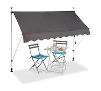Relaxdays Tenda da sole per balcone a manovella regolabile resistente agli UV poliestere larghezza 250 cm grigio
