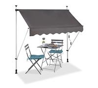 Relaxdays Tenda da sole per balcone a manovella regolabile resistente agli UV poliestere larghezza 200 cm grigio