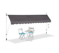 Relaxdays Tenda da sole per balcone a manovella regolabile resistente agli UV poliestere larghezza 400 cm grigio