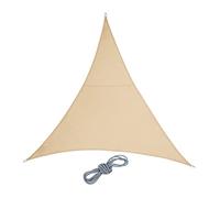Relaxdays Tenda da Sole per Esterni Triangolare, in Tessuto PES, Anti UV, Terrazza e Giardino, Misure: 3x3x3 m, Sabbia, Poliestere, 1 pz