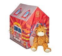 Relaxdays Tenda Giocattolo Pop Up, Stazione dei Pompieri per Bambini & Bambine, a 3 anni di Età, 103 x 71 x 94 cm, rosso