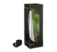Relaxdays Tenda per Coltivazione Idroponica, Serra per Piante da Interno, Telo Riflettente HLP: 120x40x40 cm, Nero Verde