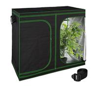 Relaxdays Tenda per Coltivazione Idroponica, Serra per Piante Interno, Telo Riflettente HLP: 200x240x120 cm, Nero Verde, Acciaio, Plastica, Poliestere