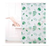 Relaxdays Tenda per Doccia, 100x240, Vasca da Bagno, Idrorepellente, Montaggio a Soffitto, Rullo Finestra, Bianco/Verde, Alluminio