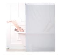 Relaxdays Tenda per Doccia Moderna, 100x240, Vasca da Bagno, Idrorepellente, Montaggio a Soffitto, Rullo Finestra,Bianca, Alluminio