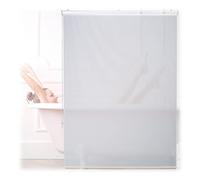 Relaxdays Tenda per Doccia Moderna, 120x240, Vasca da Bagno, Idrorepellente, Montaggio a Soffitto, Rullo Finestra,Bianca, Acciaio