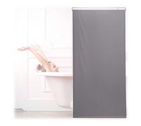 Relaxdays Tenda per Doccia Moderna, 80x240, Vasca da Bagno, Idrorepellente, Montaggio a Soffitto, Rullo Finestra,Grigia