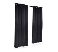 Relaxdays Tende Oscuranti con Anelli, Set da 2, Tinta Unita, lavabile HLP: 245 x 135 x 0,5 cm, Tendaggi, Nero