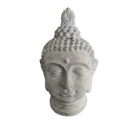 Relaxdays Testa Buddha XXL, 78x45x39 cm, decorazione zen salotto e giardino, resistente intemperie e gelo, beige-grigio