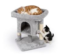 Relaxdays tiragraffi con tana, 2 pali in sisal e letto, grigio chiaro