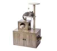 Relaxdays torre per gatti con armadio per lettiera, HxLxP 133x78x49 cm