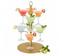 Relaxdays Torre portabevande dorata, 8 bicchieri, acciaio, spritz e vino | espositore per cocktail