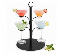 Relaxdays Torre portabicchieri, espositore per 4 bicchieri in acciaio, nero | per cocktail, spritz e vino