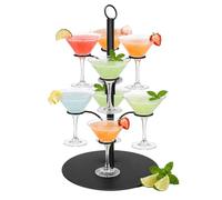 Relaxdays Torre portabicchieri, espositore per 8 bicchieri in acciaio, nero | per cocktail, spritz e vino