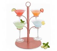 Relaxdays Torre portabicchieri in acciaio, 4 bicchieri, oro rosa | espositore per cocktail, spritz e vino