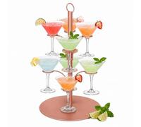 Relaxdays Torre portabicchieri, oro rosa | espositore per 8 bicchieri in acciaio, cocktail, spritz e vino