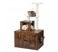 Relaxdays Torre tiragraffi con mobile per lettiera, effetto legno marrone