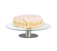 Relaxdays Piatto per torta girevole, base, piatto per torta per decorare, piattaforma girevole per torta, diametro 30 cm, trasparente, 1 pezzo
